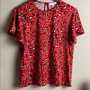 Red leopard print blouse size medium